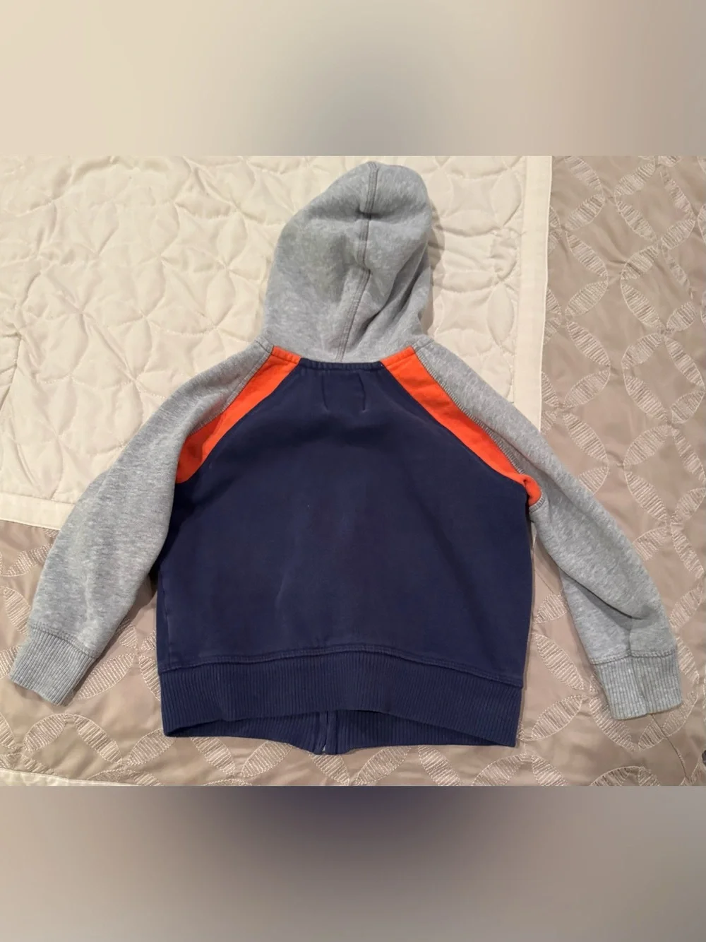 Old Navy Boys Zip Up Hoodie Size 3T Blue Gray Orange Athletic Sweatshirt